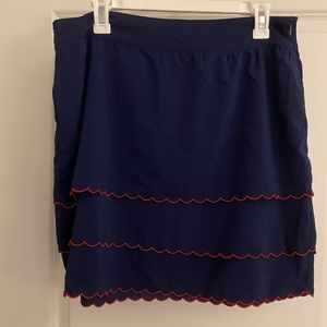 Navy and Red Scalloped Skirt
